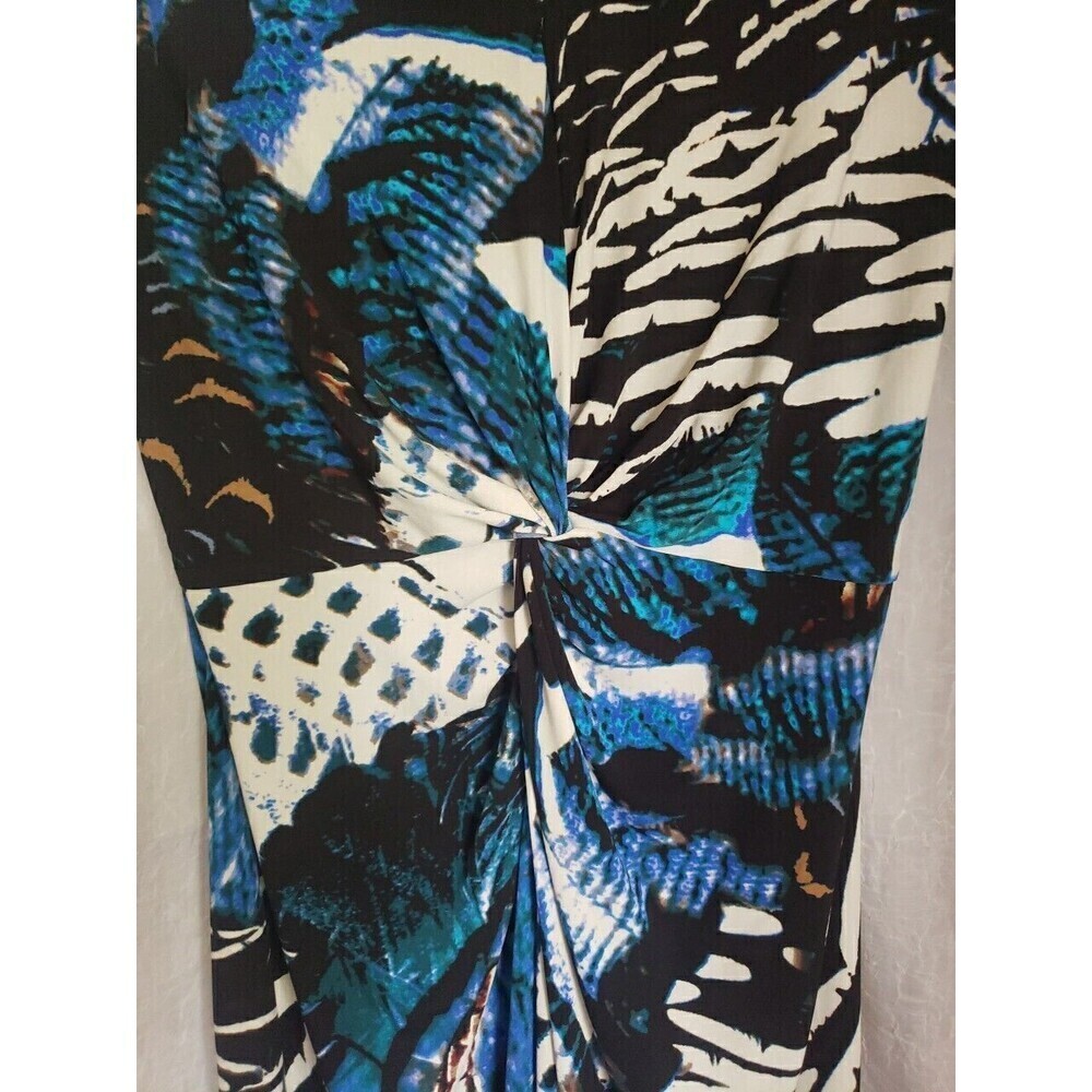 Ellen Tracy Sheath Dress Size 4 Knee Length V Neck Sleeveless Twist Front Blue - Picture 3 of 8